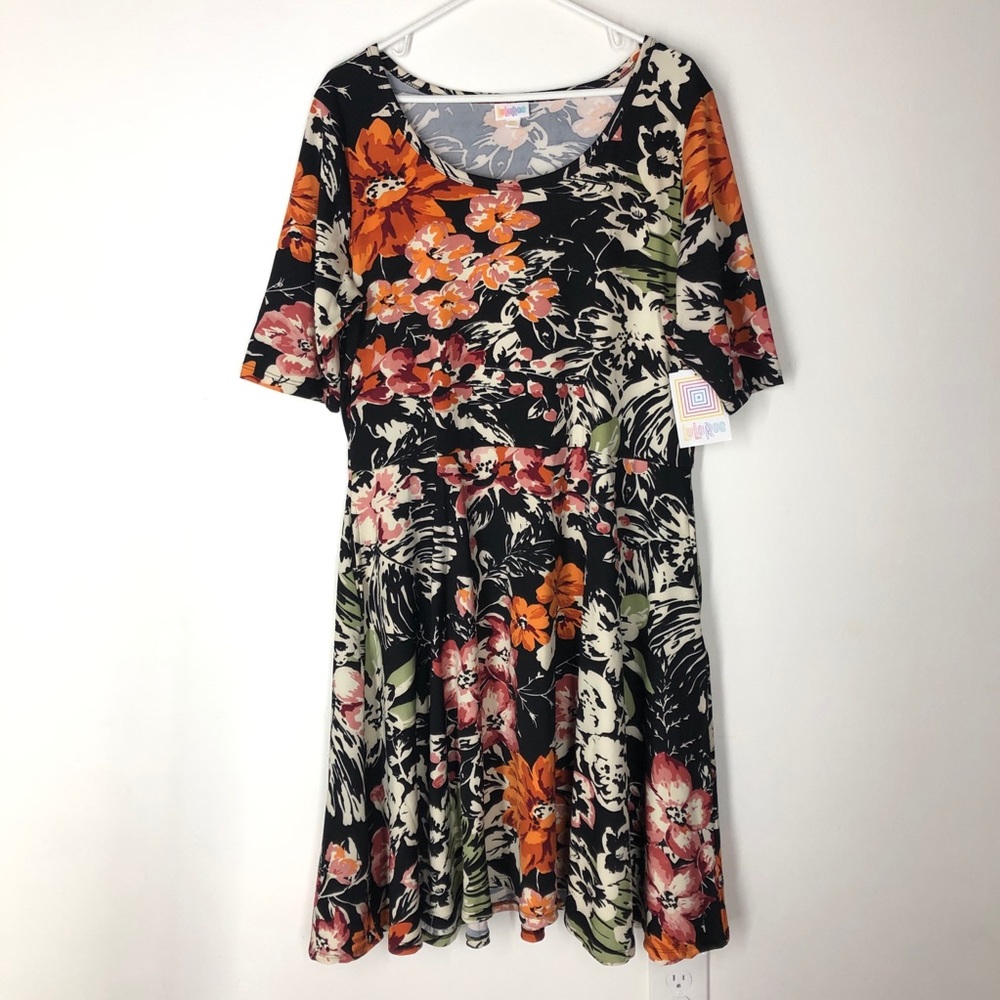 Lularoe floral print mid sleeve Nicole dress